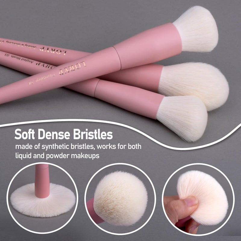 LORYP Makeup Brushes Set Labeled 18 Piece Face and Eye Brush Set Ultra soft hair Foundation, Concealer, Blush, Contour, Blending, Eyeshadow Pink Brush kit - Image 5